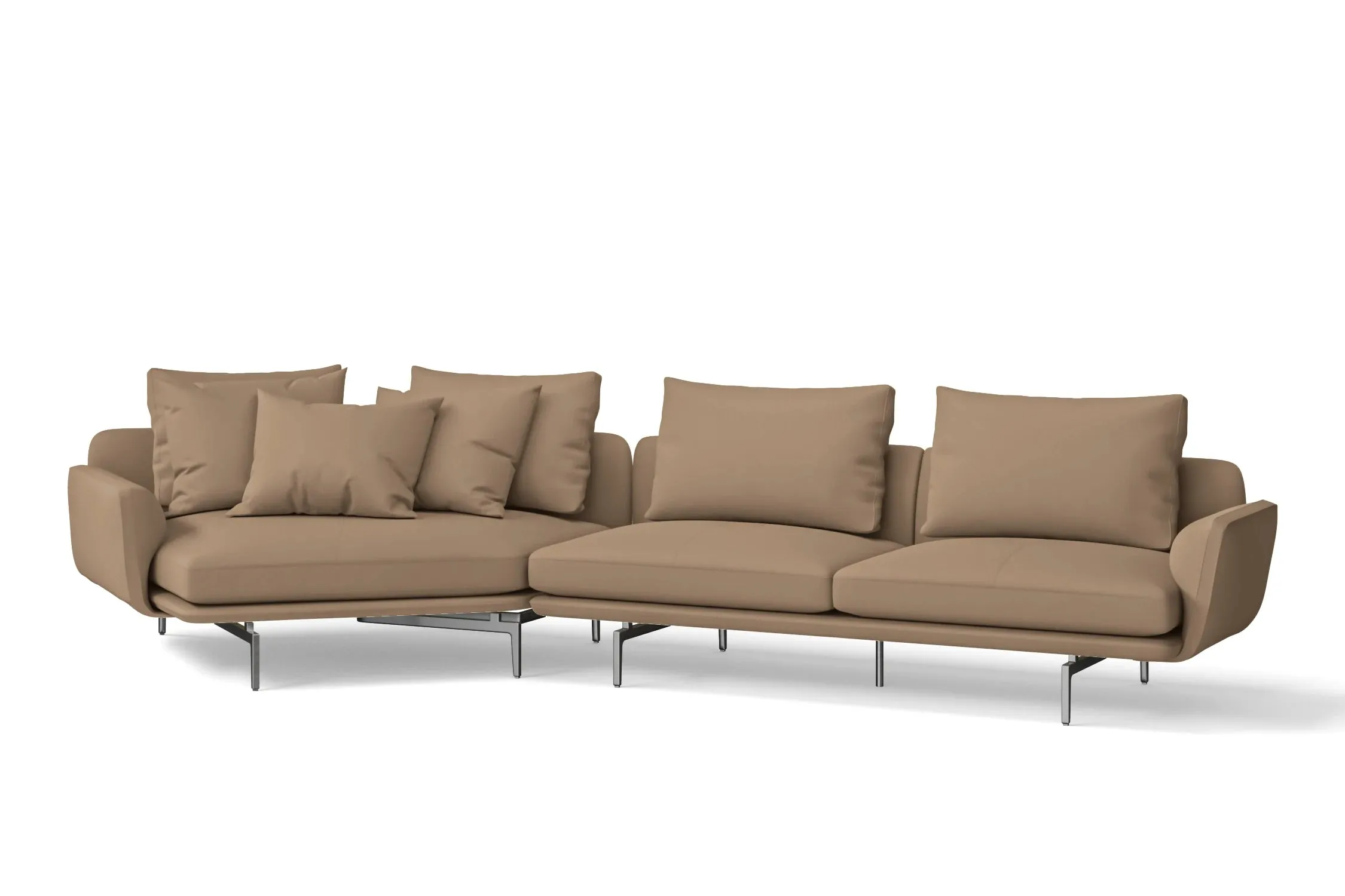 Legnano 4 Seater Left Hand Facing Chaise Lounge Corner Sofa Stone Leather