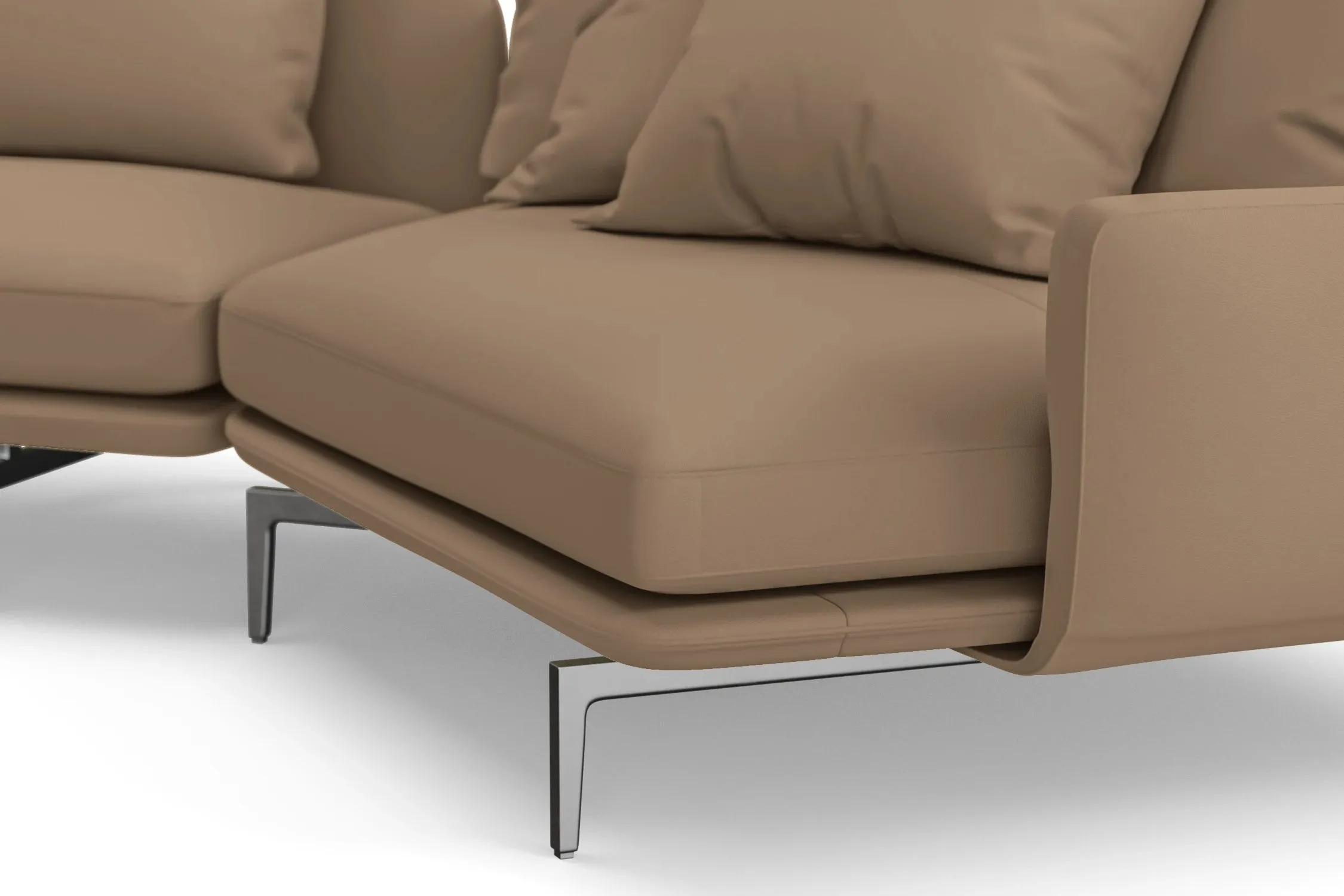 Legnano 4 Seater Right Hand Facing Chaise Lounge Corner Sofa Stone Leather