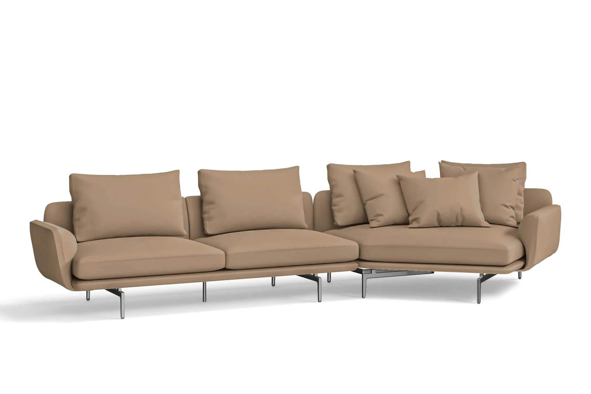 Legnano 4 Seater Right Hand Facing Chaise Lounge Corner Sofa Stone Leather