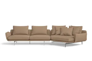 Legnano 4 Seater Right Hand Facing Chaise Lounge Corner Sofa Stone Leather