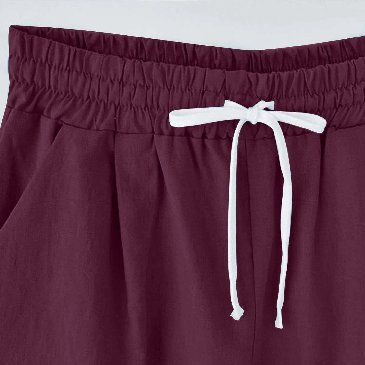 Long Shorts for Women Knee Length, Bermuda Shorts Elastic Waist Drawstring Casual Long Shorts Loose Fit Summer Beach Shorts