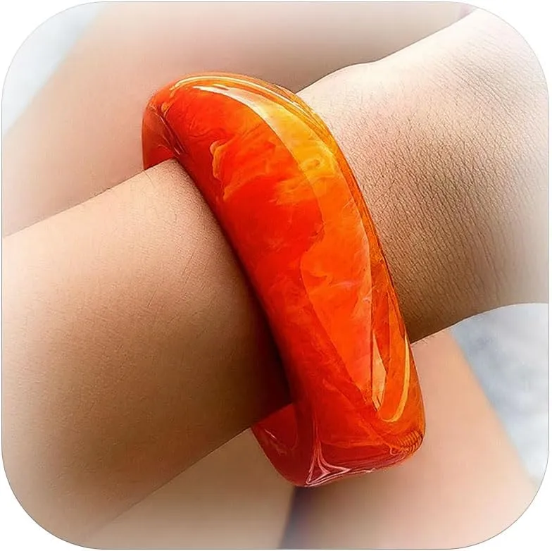 Long tiantian Chunky Bangles Bracelets for Women Trendy Colorful Acrylic Resin Bangles Irregular Wristbands Summer Beach Boho Jewelry Gifts