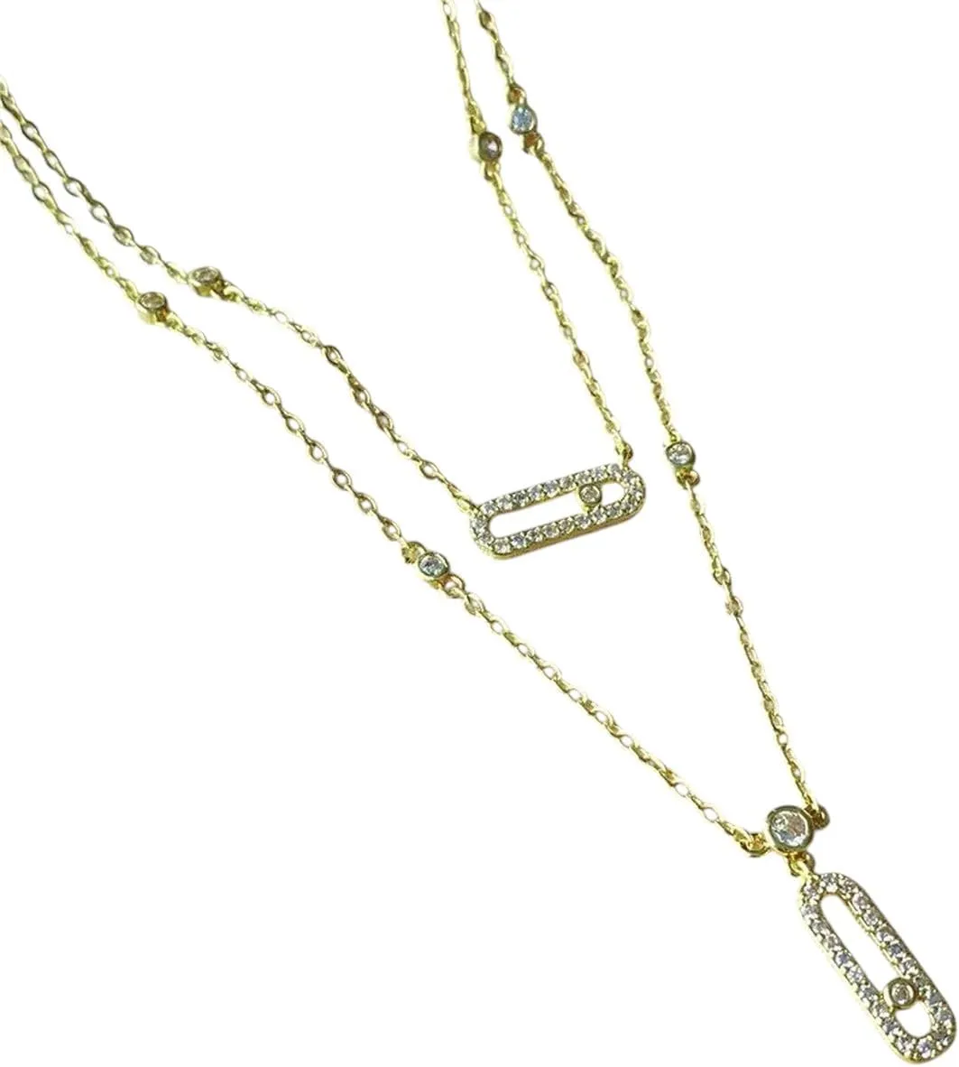 Luxury Silver-Color Choker Two-Layers Necklace Simple Pendants For Women Fine Jewelry
