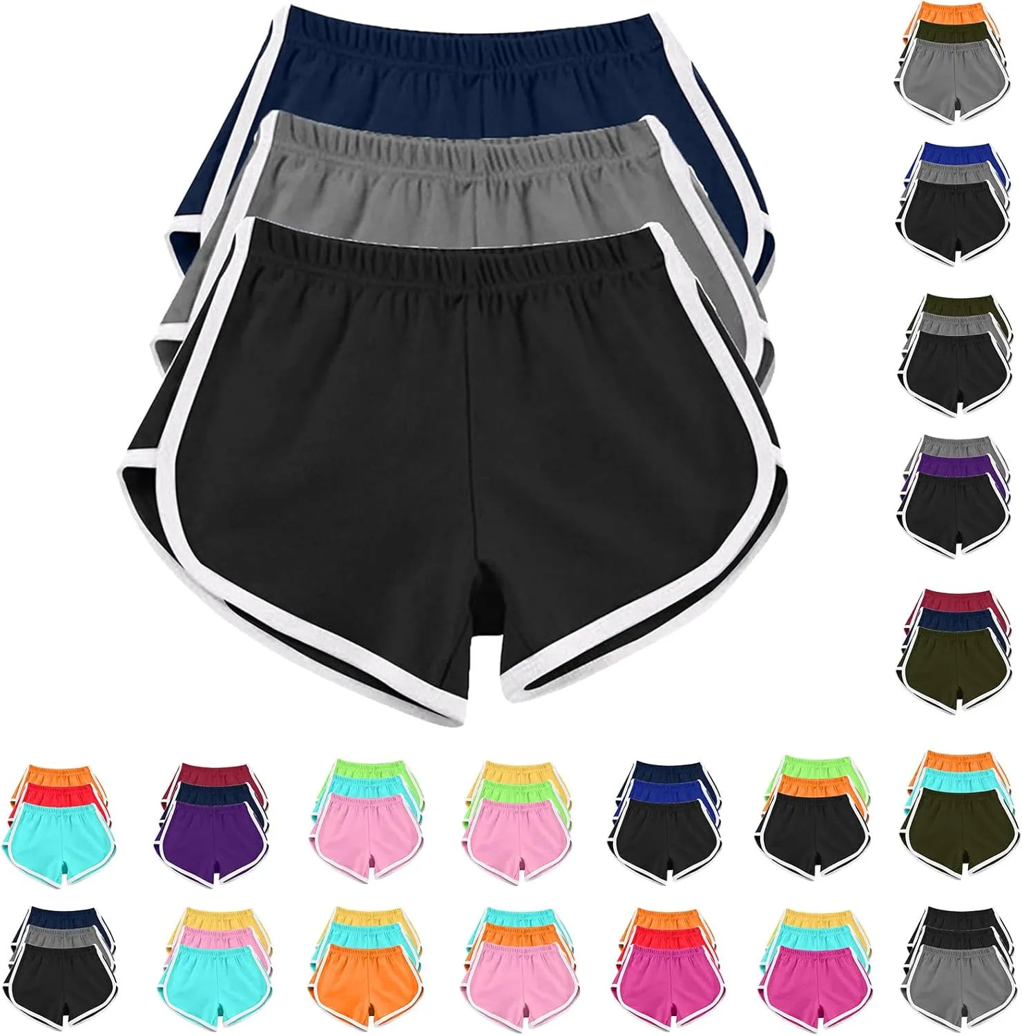 maisdgop Yoga Shorts for Women 3 Pack High Waisted Running Shorts Trendy Workout Dolphin Shorts Casual Summer Biker Shorts