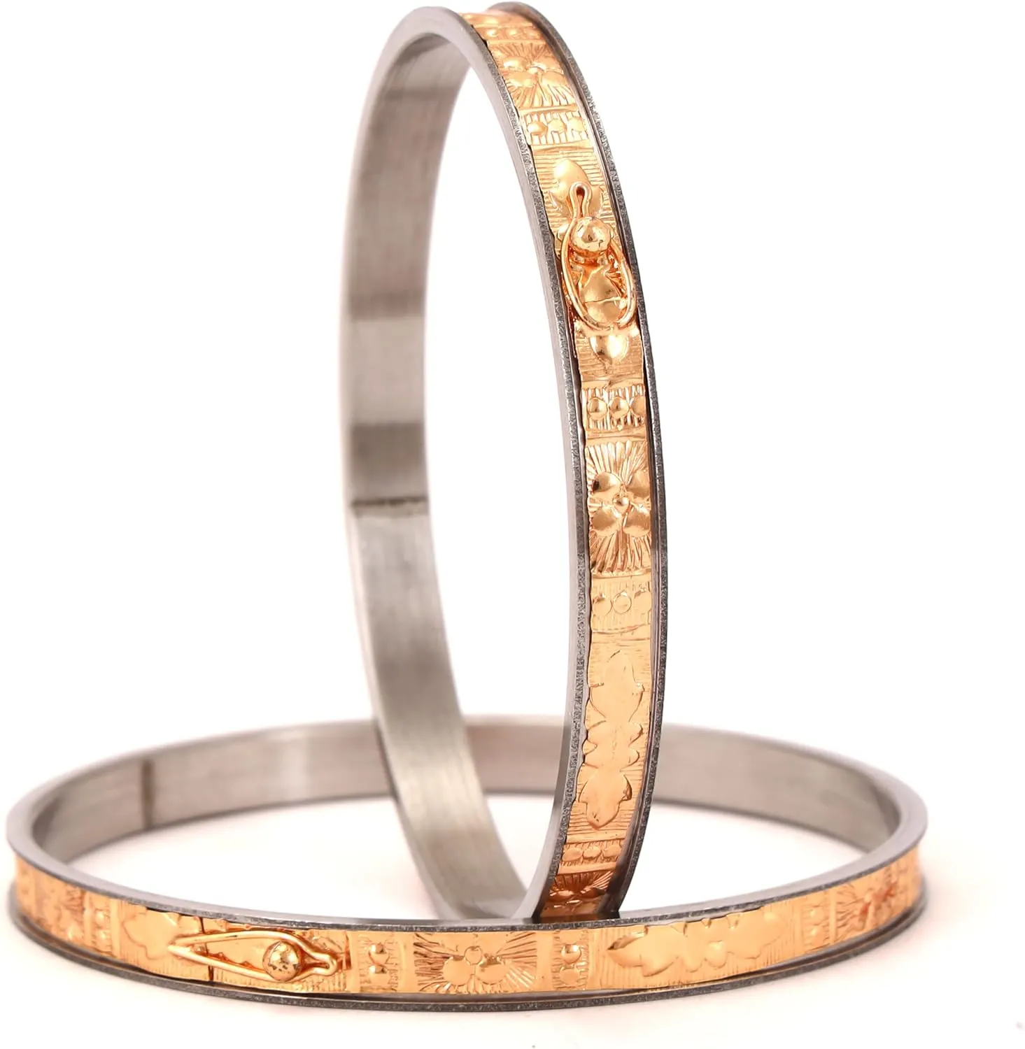 Meenakshi imitation Handcrafted Bollywood Indian Micro Gold Plated Bangali Noa Bangles Set of 2 Designer Traditional Jewelry Bangle Bracelets For Women
