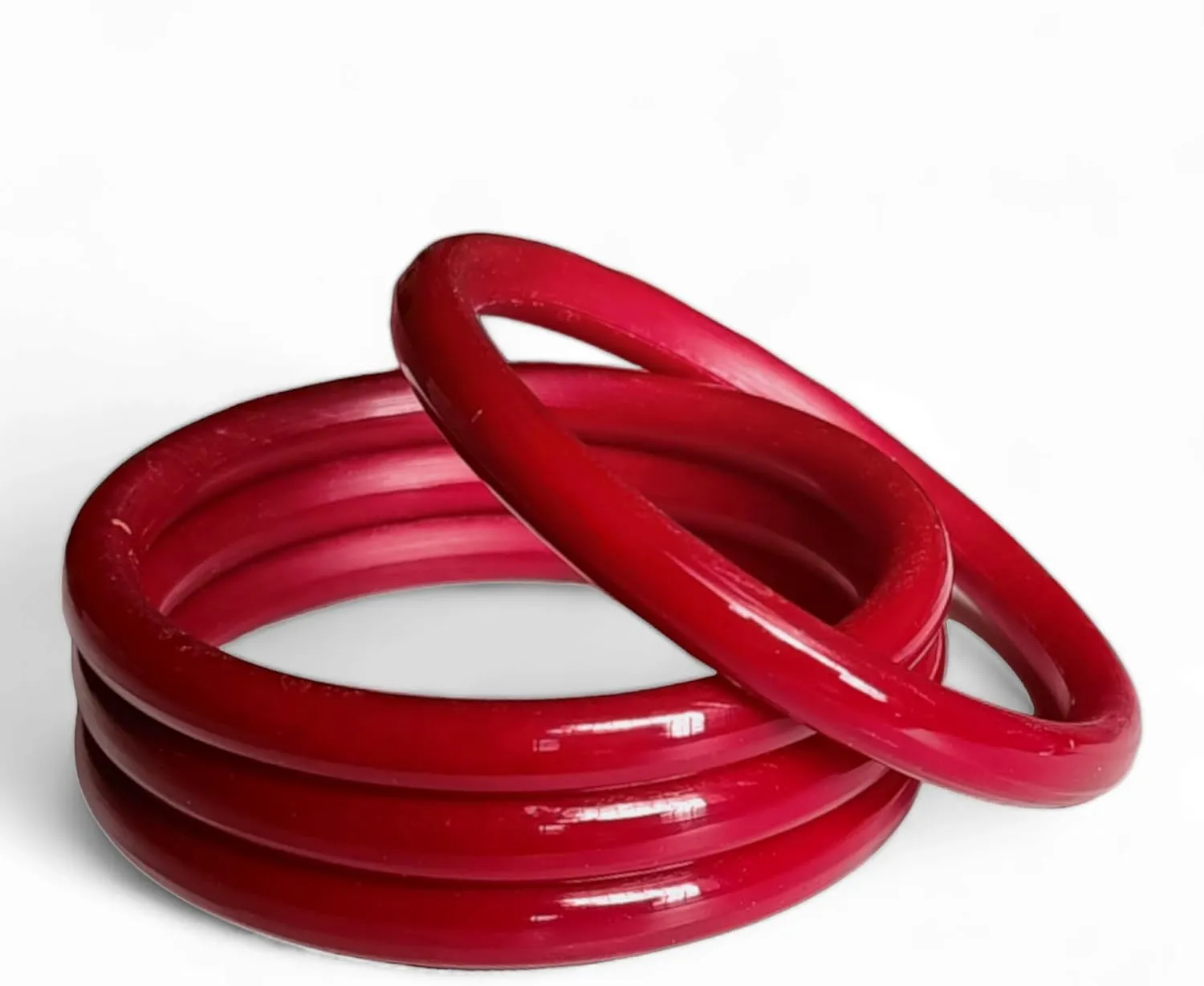 Meenakshi imitation Set of 4 Plastic Red Shakha Pola Bangles For Women Festival Wear Bracelet