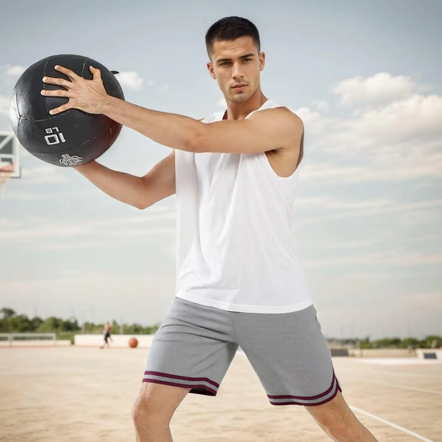 Men's Basketball Shorts Running Athletic Workout Shorts Breathable Gym Shorts Quick Dry