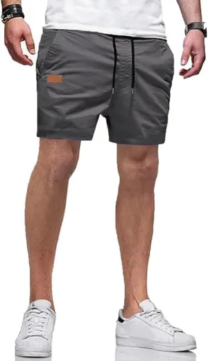 Men's Casual Classic Fit Drawstring Stretch Shorts 5"&7" Hiking Shorts Cargo Shorts