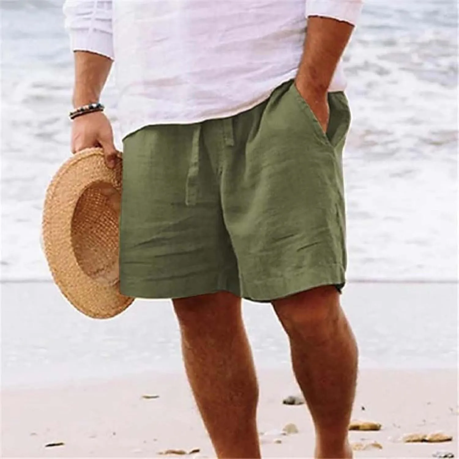 Mens Casual Shorts Fashionable Casual Shorts Solid and Men's Pants Cargo Shorts Men Bird Dogs Short Men Linen Shorts