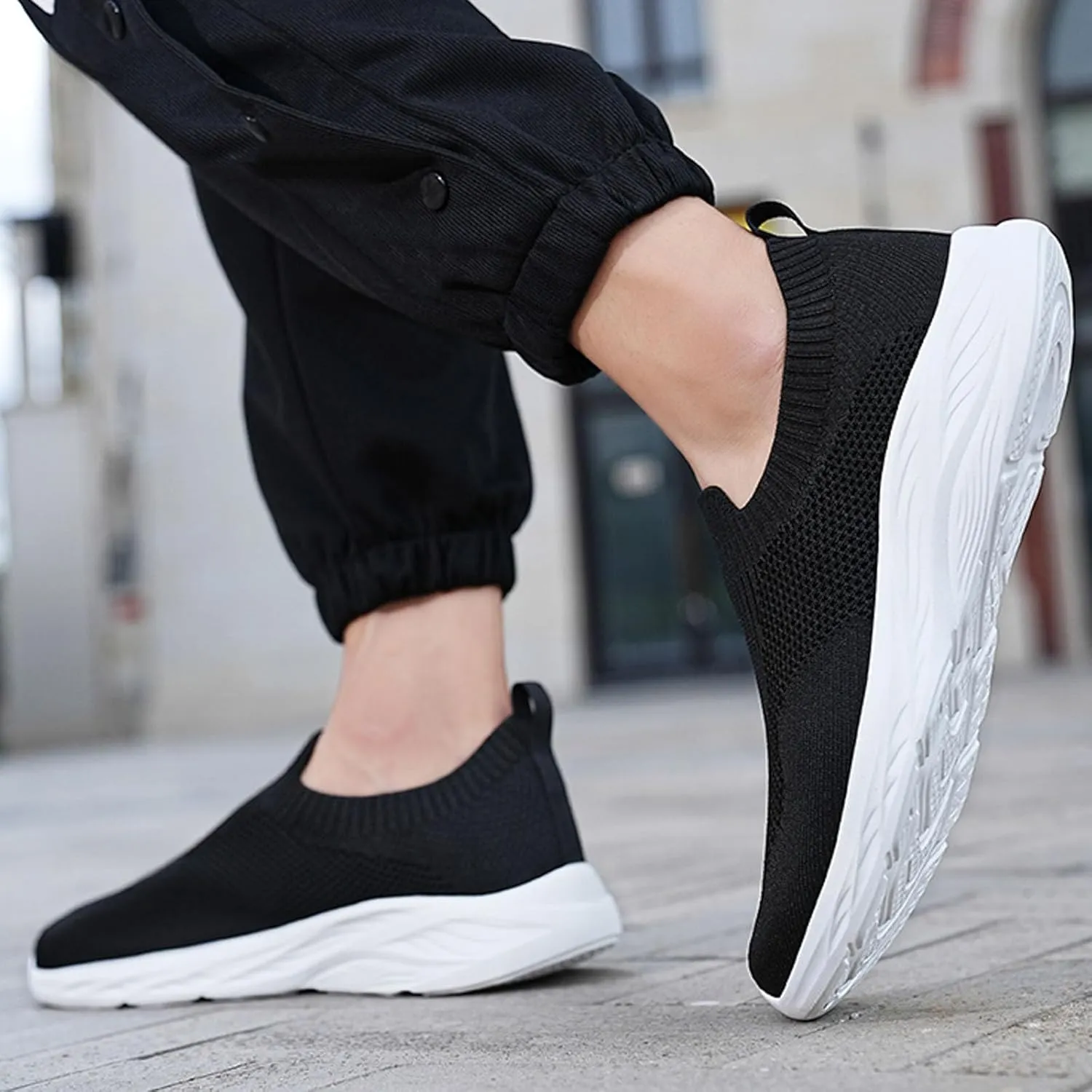 Men's Classic Casual Walking Shoes Casual Sneaker Mesh Breathable Walking Shoe Convenient Elderly Slip On Shoes