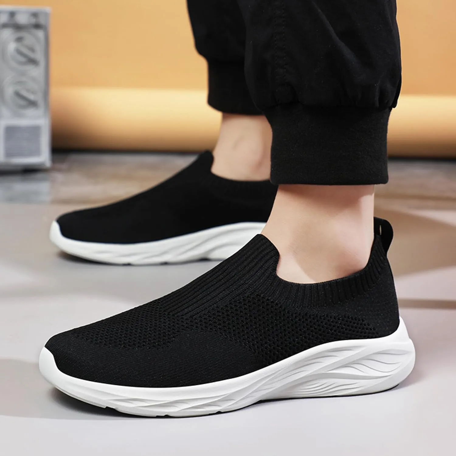 Men's Classic Casual Walking Shoes Casual Sneaker Mesh Breathable Walking Shoe Convenient Elderly Slip On Shoes