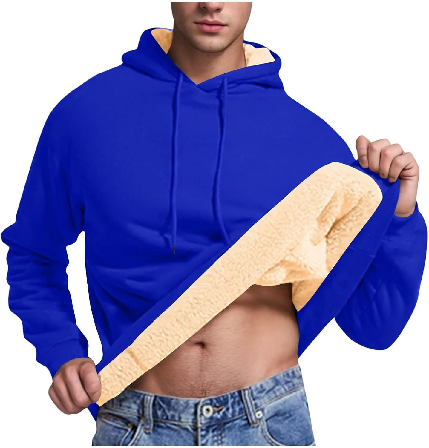 Men's Fleece Lined Hoodies Pullover Winter Warm Fuzzy Sherpa Heavyweight Hoodie Thick Thermal Hooded Sweatshirts