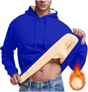Men's Fleece Lined Hoodies Pullover Winter Warm Fuzzy Sherpa Heavyweight Hoodie Thick Thermal Hooded Sweatshirts