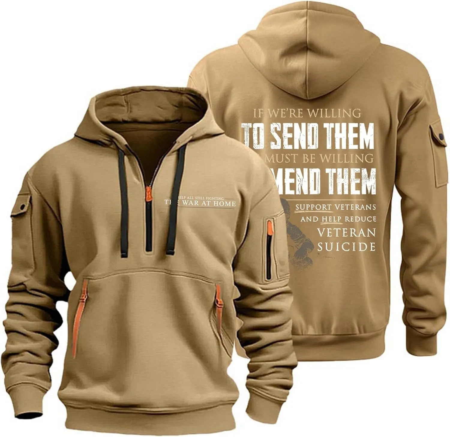Mens Hoodie 1/4 Zip Comfort Slim Fit Gym Drawstring Mens Sweatshirt Vintage Military Hoodie with Pockets
