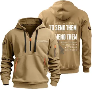 Mens Hoodie 1/4 Zip Comfort Slim Fit Gym Drawstring Mens Sweatshirt Vintage Military Hoodie with Pockets