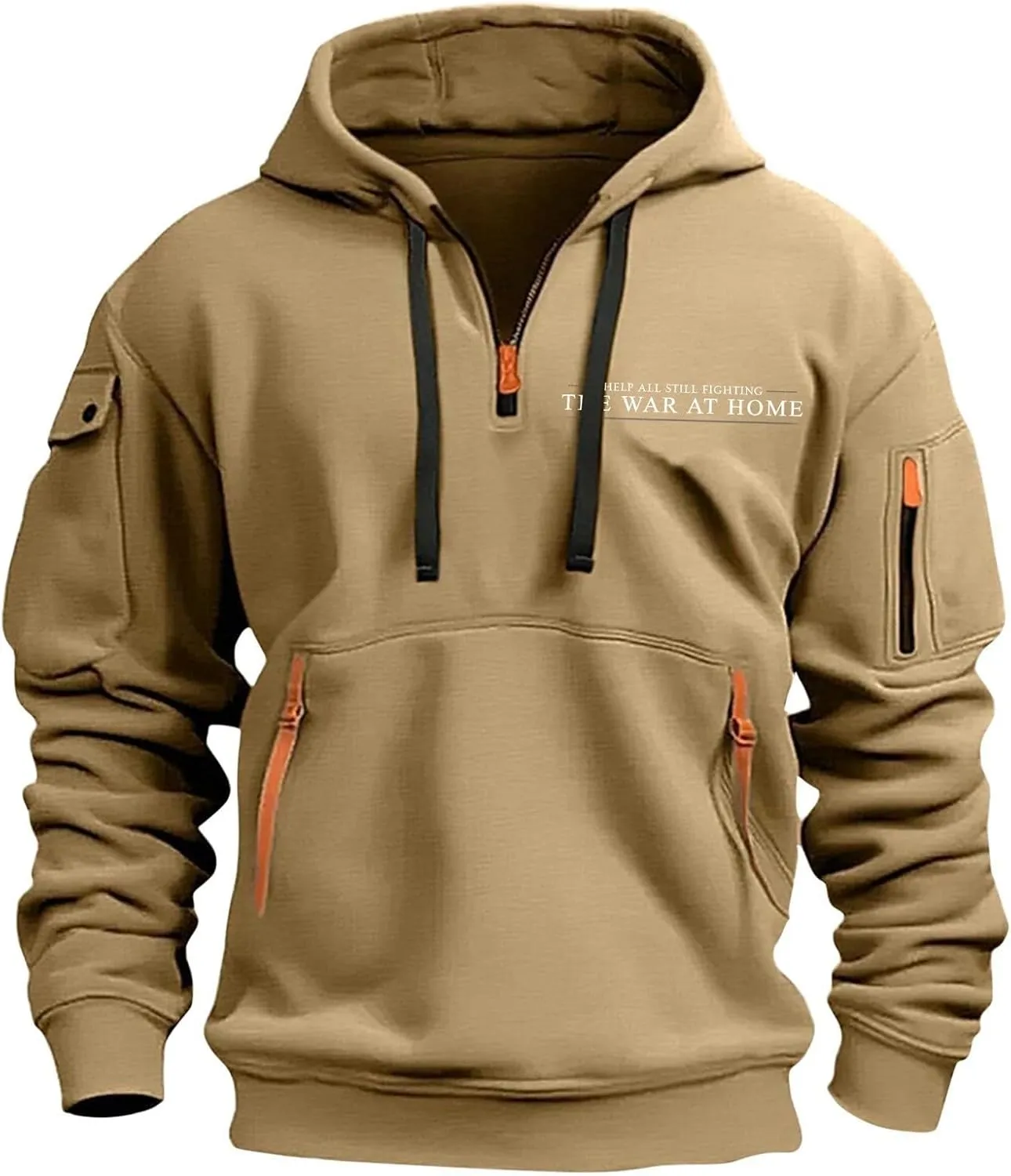 Mens Hoodie 1/4 Zip Comfort Slim Fit Gym Drawstring Mens Sweatshirt Vintage Military Hoodie with Pockets