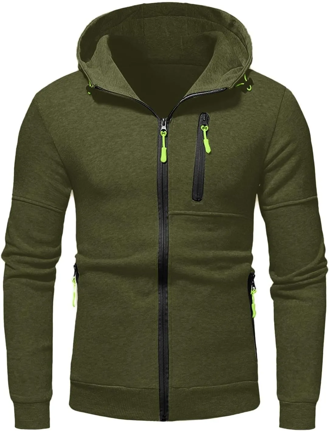 Mens Hoodies Pullover Oversized Long Sleeve Full Zip up Hooded Sweatshirt Drawstring Casual Jacket Sweater Fall