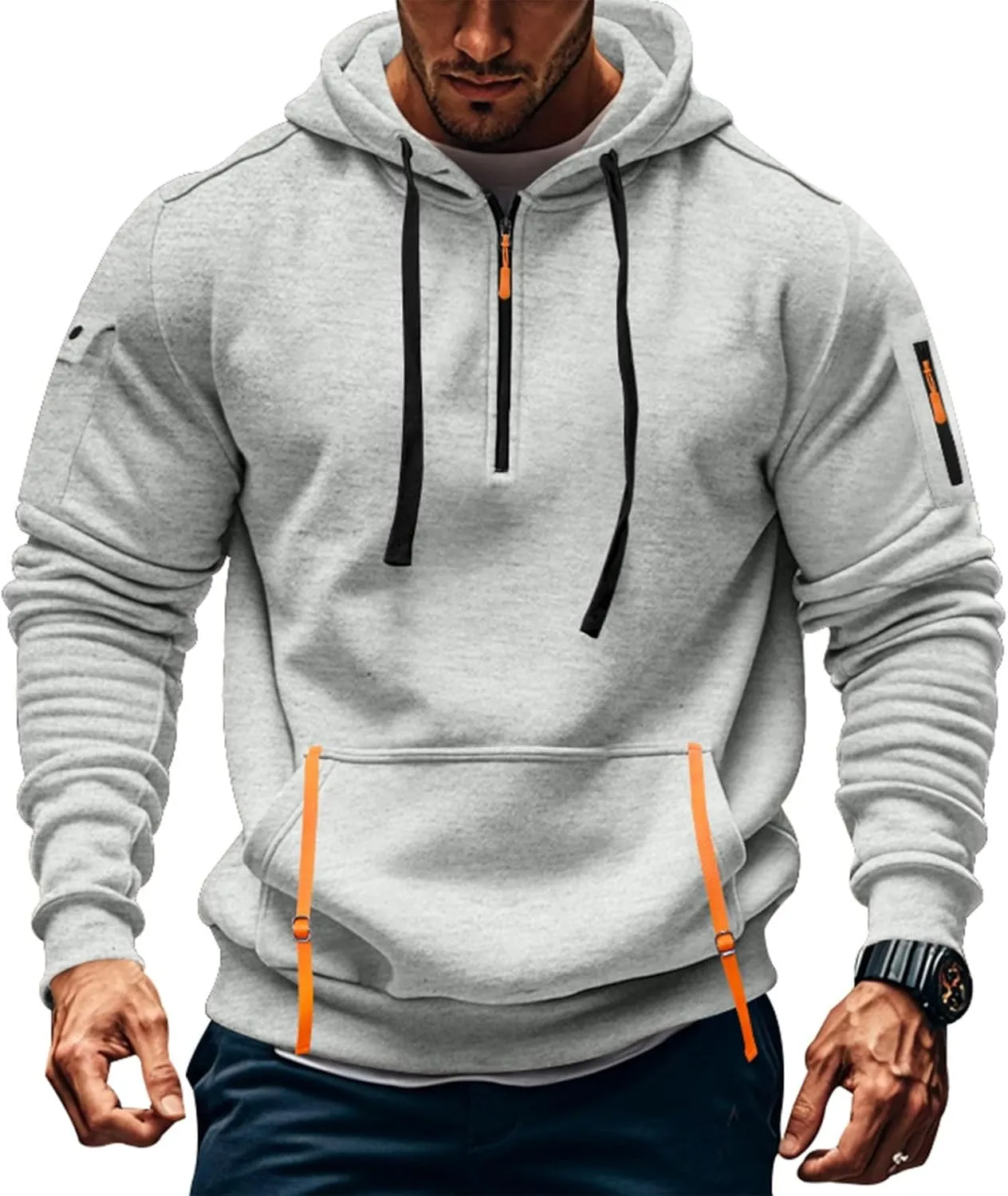 Mens Hoodies Pullover Oversized Long Sleeve Zip up Hooded Sweatshirt Drawstring Casual Jacket Sweater Fall Coat
