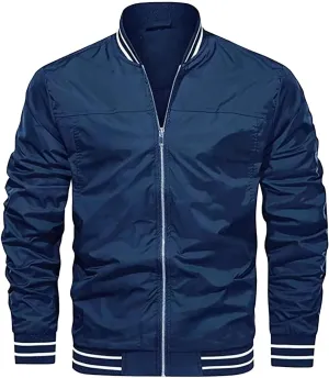 Men's Lightweight Jacket Casual Spring Fall Jackets Windbreaker Bomber Zip Up Coat With Pocket for Men