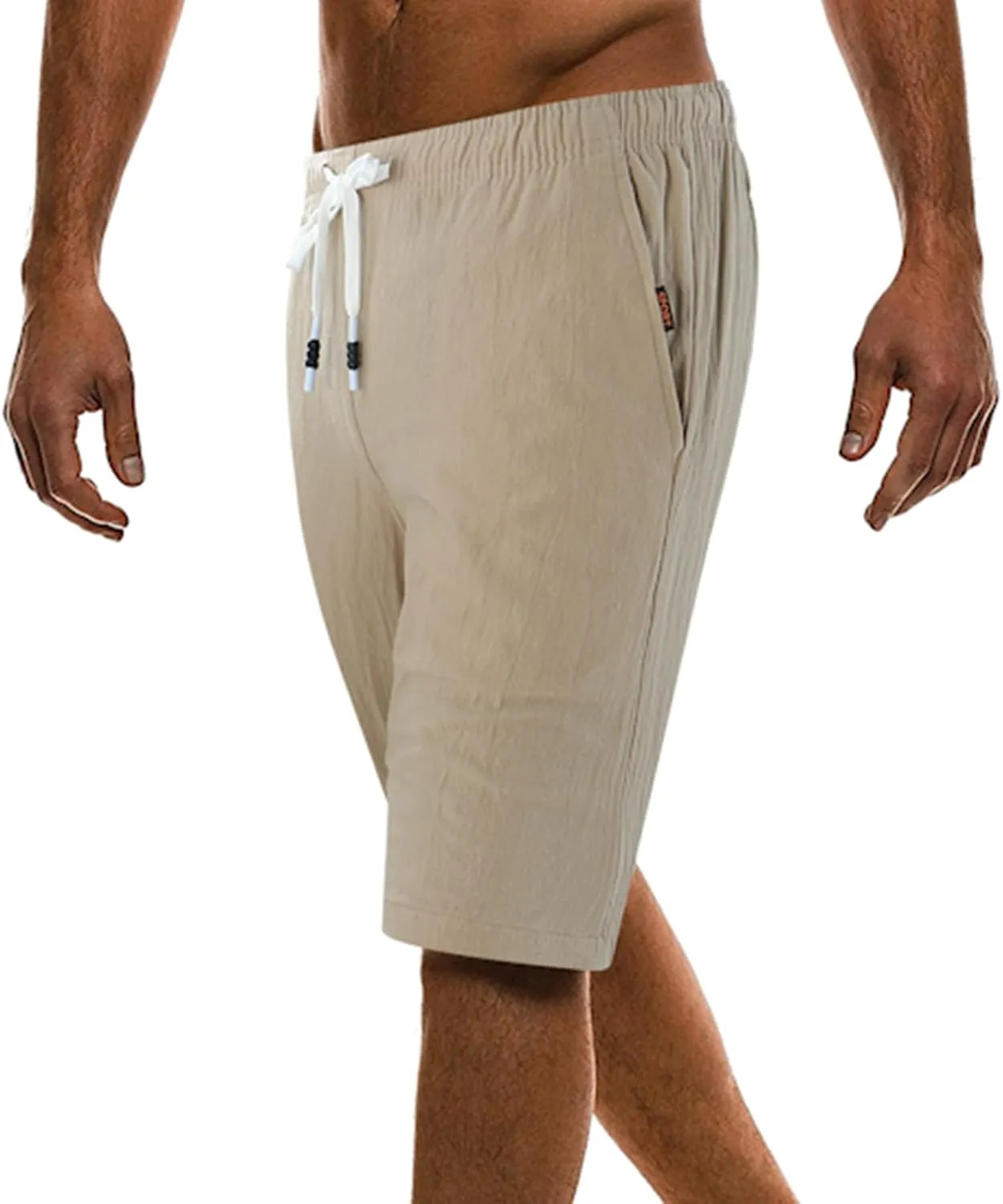 Men's Linen Shorts 2024 Summer Beach Shorts Sweat Shorts Casual Drawstring Lounge Athletic Shorts Comfy Elastic Running Short