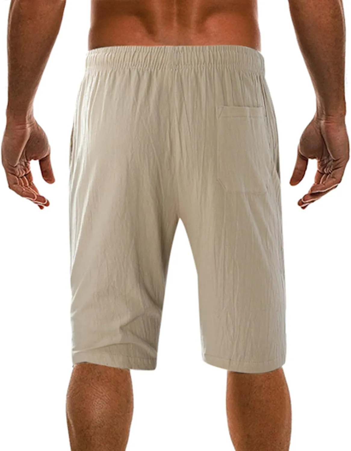 Men's Linen Shorts 2024 Summer Beach Shorts Sweat Shorts Casual Drawstring Lounge Athletic Shorts Comfy Elastic Running Short