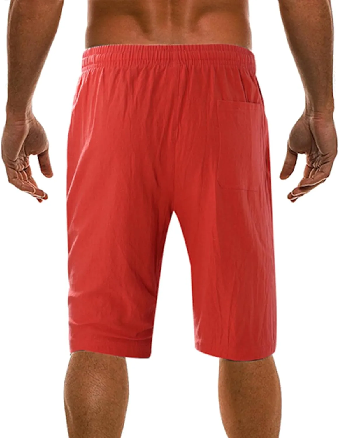 Men's Linen Shorts 2024 Summer Beach Shorts Sweat Shorts Casual Drawstring Lounge Athletic Shorts Comfy Elastic Running Short