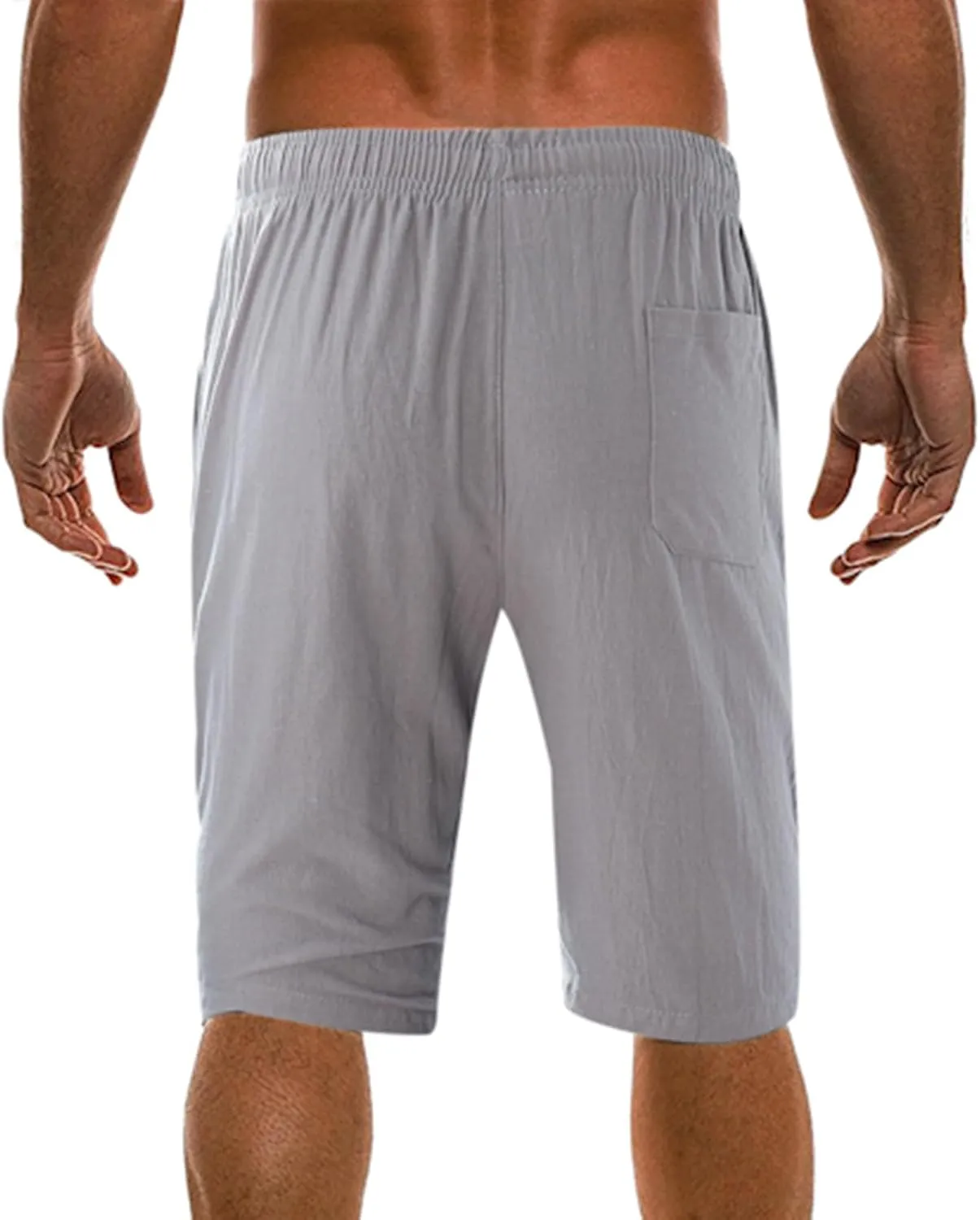 Men's Linen Shorts 2024 Summer Beach Shorts Sweat Shorts Casual Drawstring Lounge Athletic Shorts Comfy Elastic Running Short