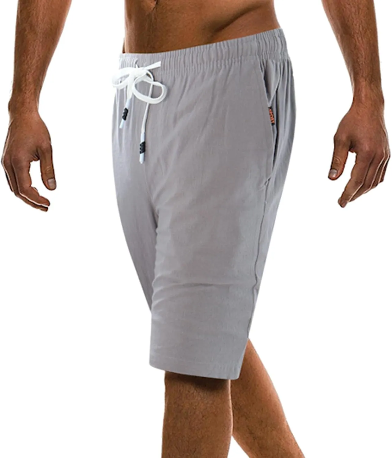 Men's Linen Shorts 2024 Summer Beach Shorts Sweat Shorts Casual Drawstring Lounge Athletic Shorts Comfy Elastic Running Short