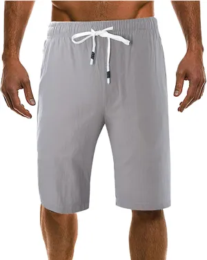 Men's Linen Shorts 2024 Summer Beach Shorts Sweat Shorts Casual Drawstring Lounge Athletic Shorts Comfy Elastic Running Short