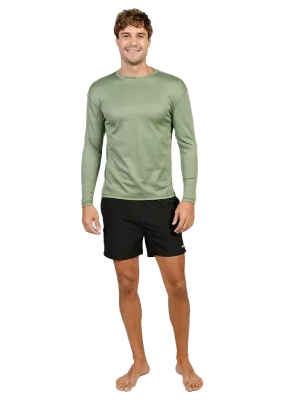 Men's UPF 50  UV Sun Protection Outdoor Long Sleeve Performance T-Shirt in birdseye fabric
