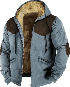 Mens Winter Jacket Sherpa Line Fleece Full Zip Warm Jackets with Hood Plus Size Lightweight Ourdoor Padded Chunky Coats