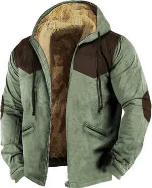 Mens Winter Jacket Sherpa Line Fleece Full Zip Warm Jackets with Hood Plus Size Lightweight Ourdoor Padded Chunky Coats
