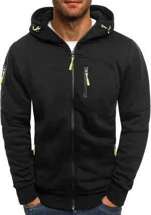 Mens Zip Up Hoodie Vintage Long Sleeve Hoodie Half Zipper Hooded Sweatshirt Top Workwear Multi Fleece Men's Hoodie