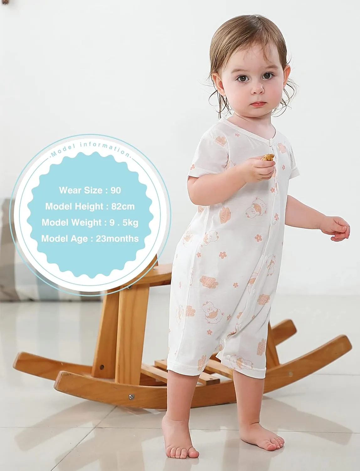 MICHLEY Baby Rompers 3-Pack, Long Short-Sleeve Jumpsuits for 3-24 Months Boys Girls Soft Infant Toddler Casual Wear