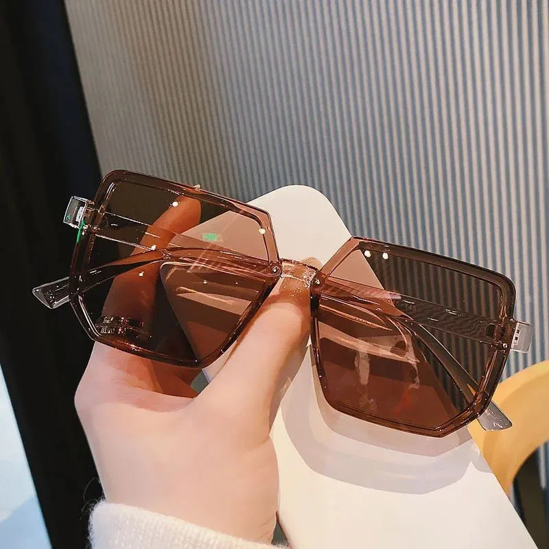 Modern Sun Big Shade Square Travel Gradient Vintage Retro Frame Sunglasses