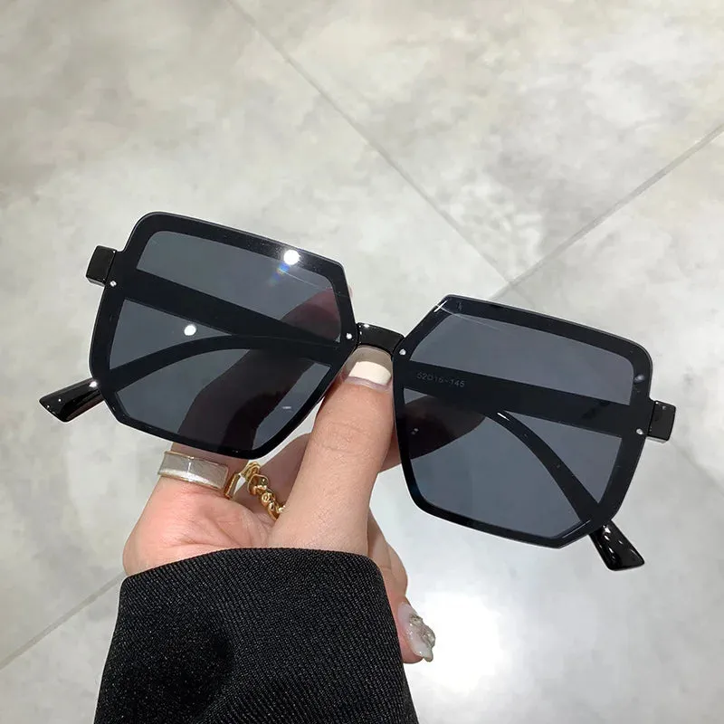 Modern Sun Big Shade Square Travel Gradient Vintage Retro Frame Sunglasses