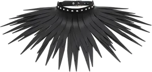 Mrotrida Women's PU Leather Fringe Necklaces Gothic Punk Choker Halloween Leather Chunky Collar Necklaces