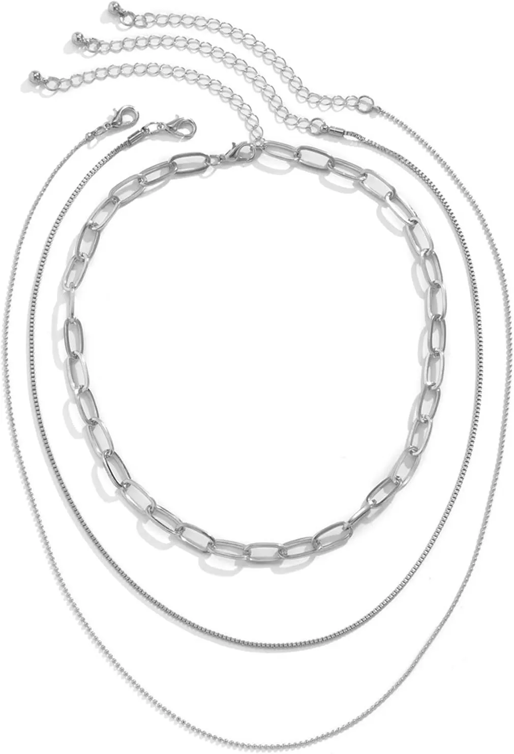 Multilayer Necklaces for Women, Dainty Layered Necklaces for Women Box Chain Bead Chain Pendant Chain Necklaces Jewelry Gifts for Birthday Wedding, 3 Pieces