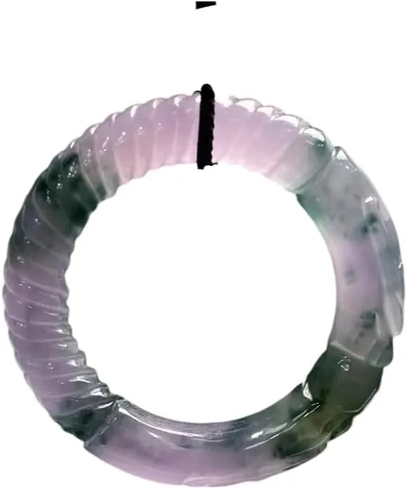Natural Purple and Green Handcarved Jade Color Bangle- Jade Bangle from Myanmar For