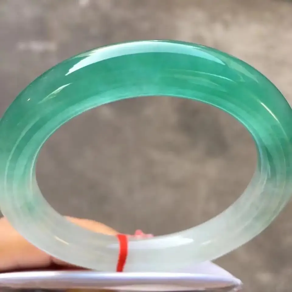 Newest Natural Jadeite Bangle rare White blue high ice Round Bar Bracelet