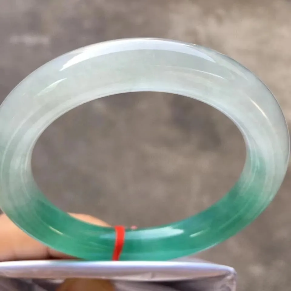 Newest Natural Jadeite Bangle rare White blue high ice Round Bar Bracelet