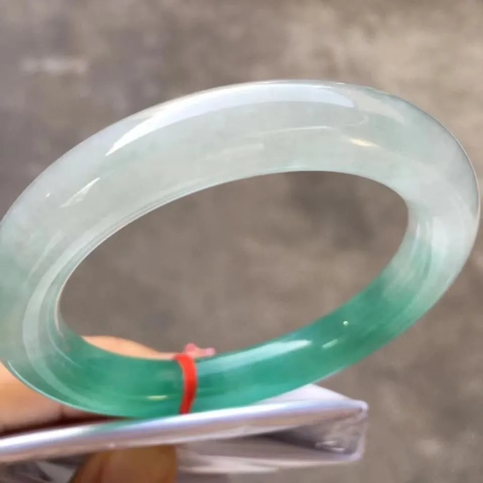 Newest Natural Jadeite Bangle rare White blue high ice Round Bar Bracelet