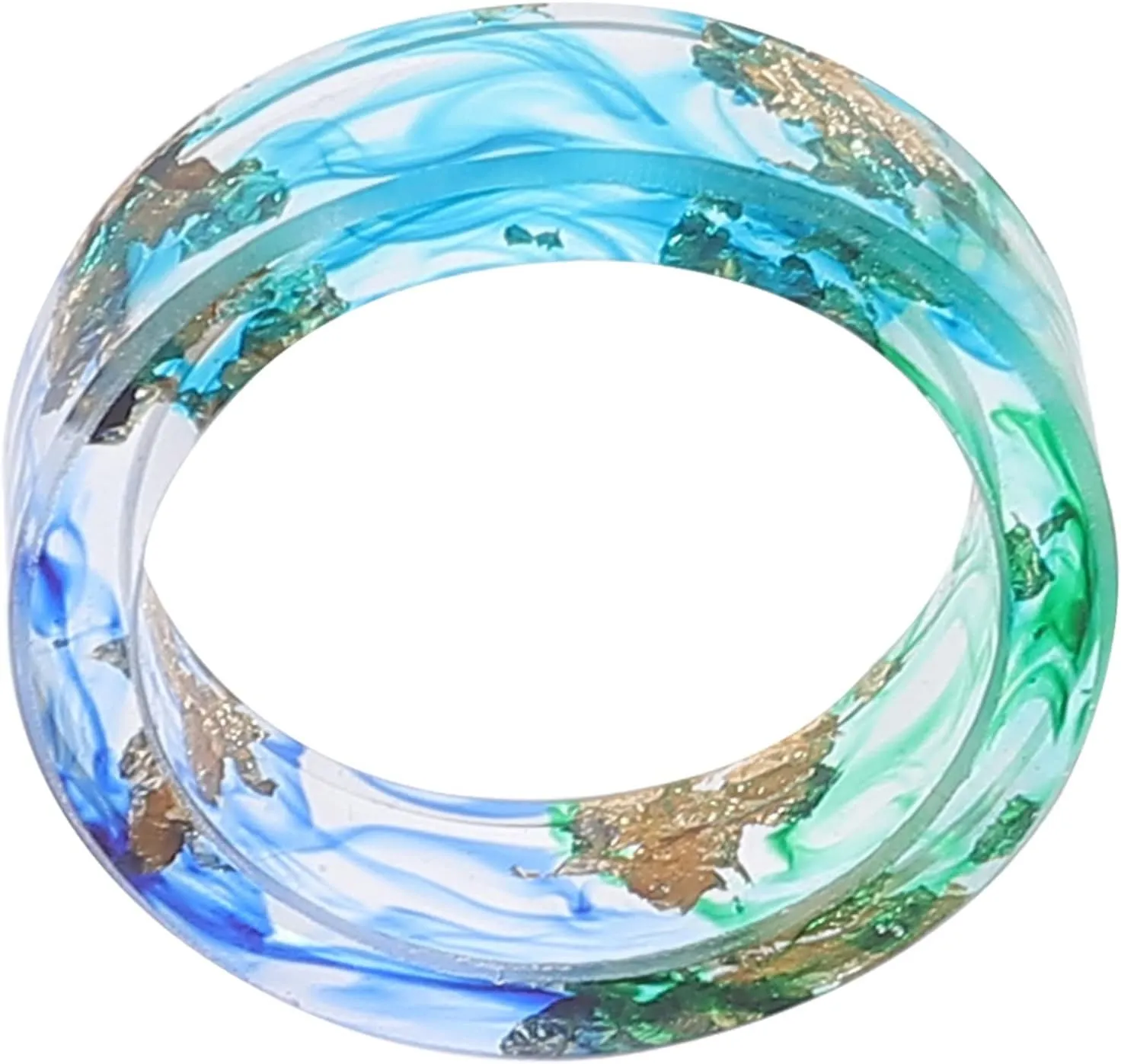 NOLITOY Delicate Resin Ring Foil Jewelry Ring for Women Unique Design Skin-friendly Material