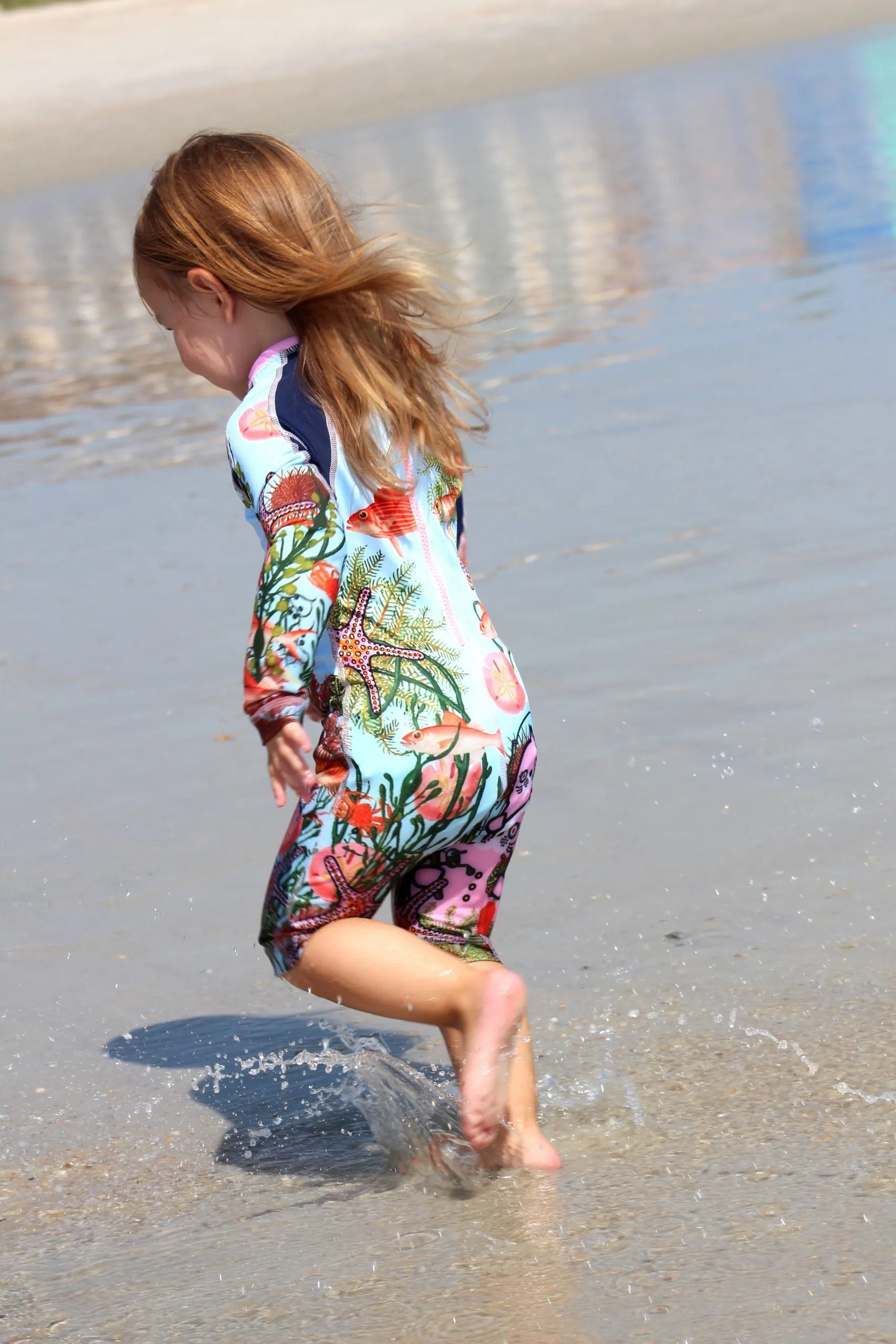 Oceano Sea Lion Girls Long Sleeve Sunsuit