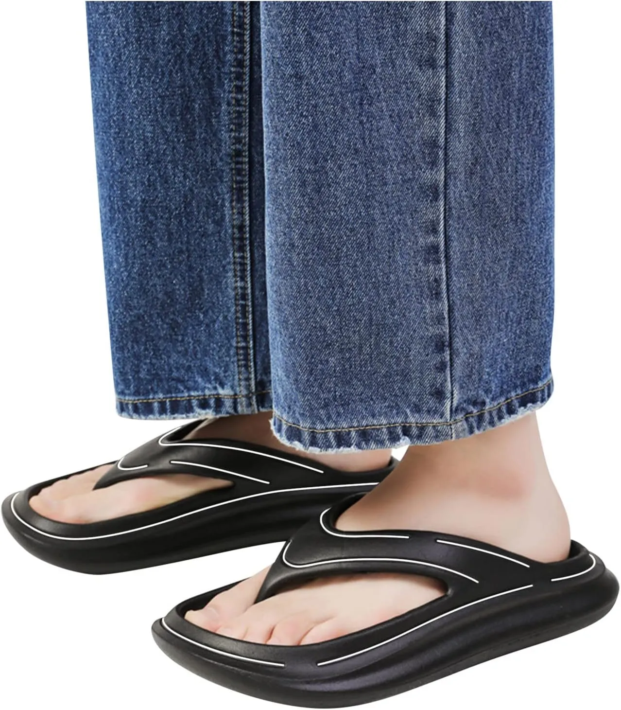 oiangi Women Men Orthopedic Flip Flop Sandals Arch Support Couple Clip Toe Slip-on Slides Comfortable Platform Beach Shoes