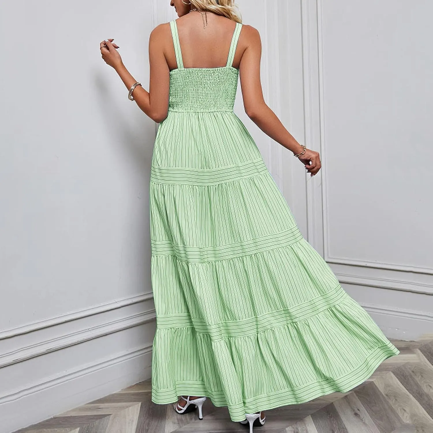 Ollysqiar Dresses Women's 2023 Floral Summer Dress Wrap V Neck Short Sleeve Belted Ruffle Hem A-Line Bohemian Dresses A02 12