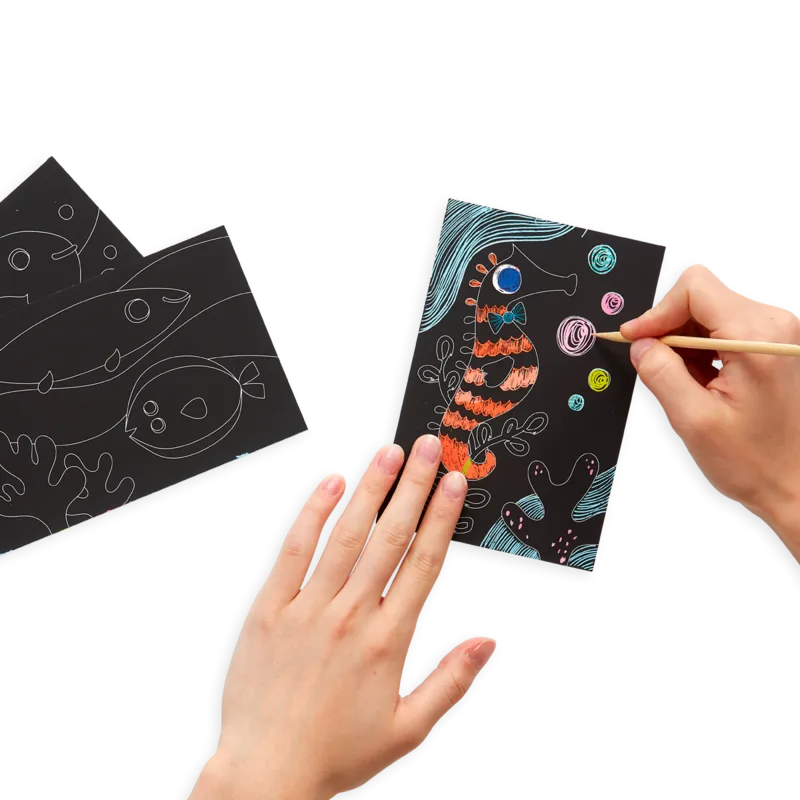 Ooly Scratch & Scribble Mini Scratch Art Kit - Friendly Fish