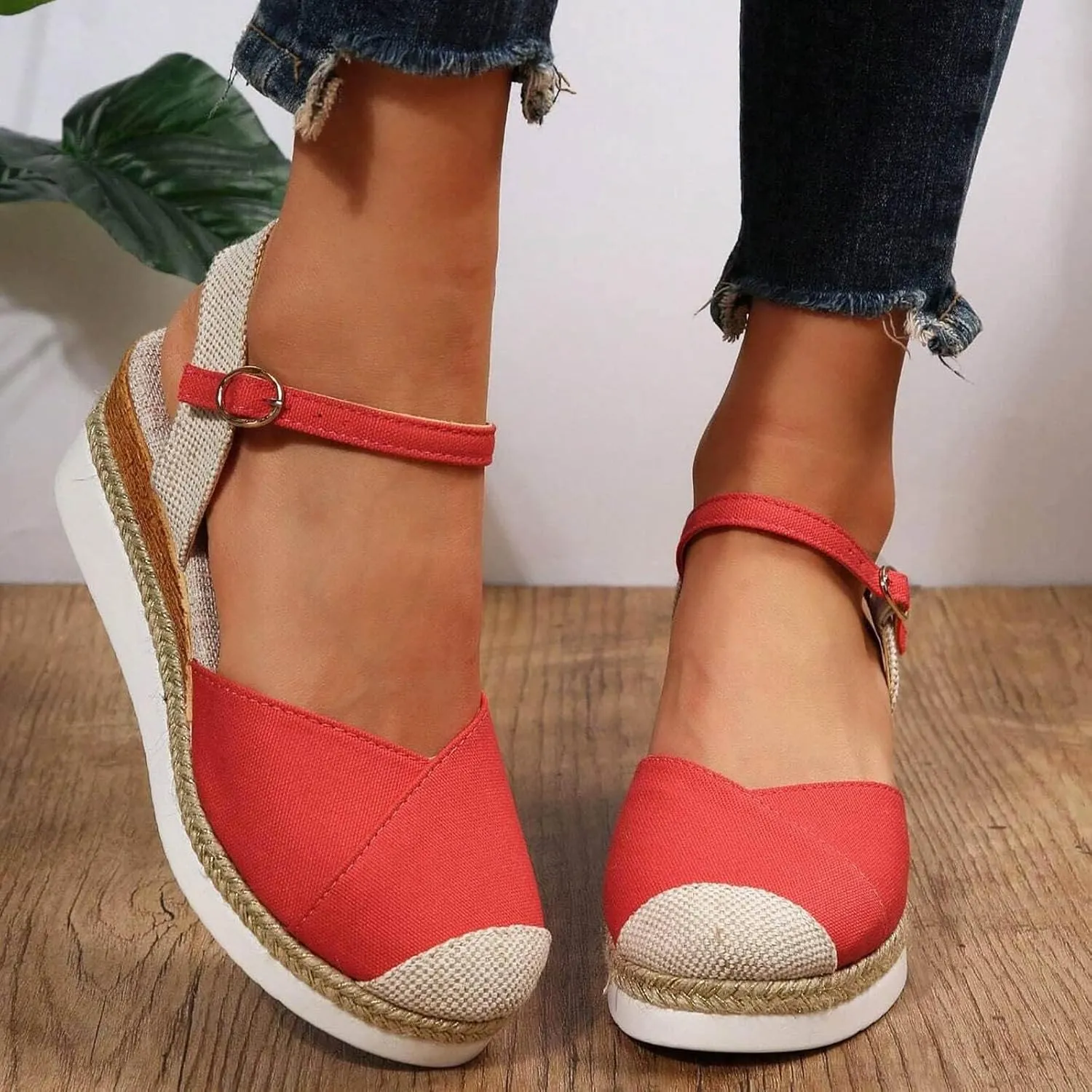 Orthopedic Platform Wedge Sandals for Women Arch Support Closed Toe Dressy Summer Buckle Ankle Strap Espadrilles Shoes Comfortable Walking Wedges Heels Open Casual Beach 2025 Vacation