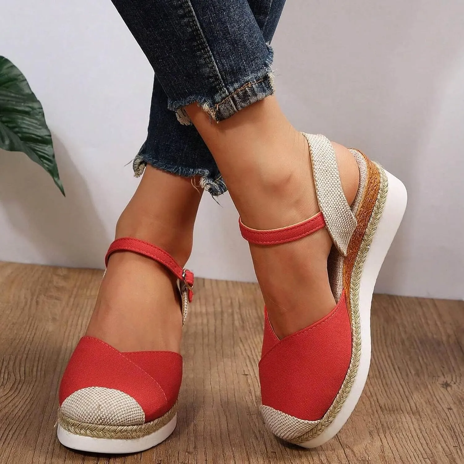 Orthopedic Platform Wedge Sandals for Women Arch Support Closed Toe Dressy Summer Buckle Ankle Strap Espadrilles Shoes Comfortable Walking Wedges Heels Open Casual Beach 2025 Vacation