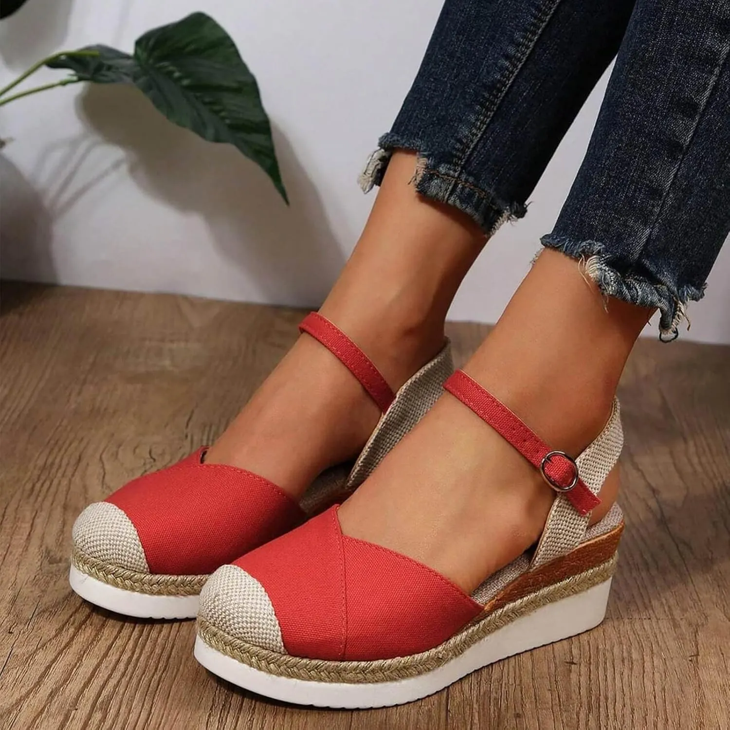Orthopedic Platform Wedge Sandals for Women Arch Support Closed Toe Dressy Summer Buckle Ankle Strap Espadrilles Shoes Comfortable Walking Wedges Heels Open Casual Beach 2025 Vacation